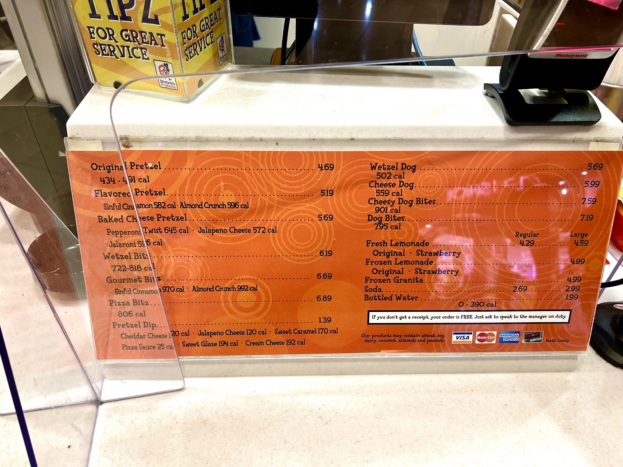 Wetzel's Pretzels Menu