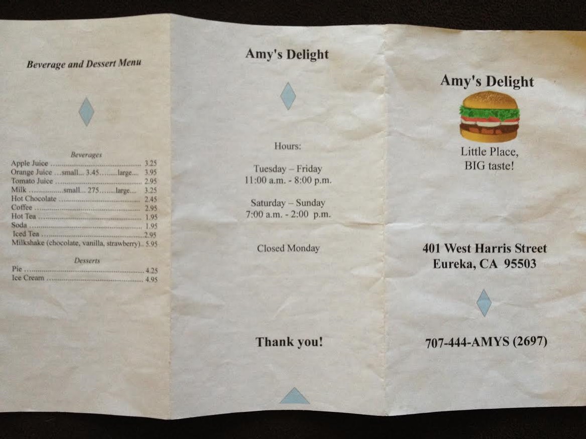 Amy's liquor Menu