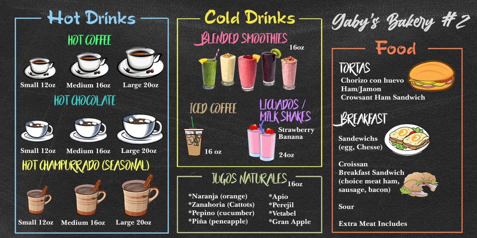 Gabys Bakery #2 Menu