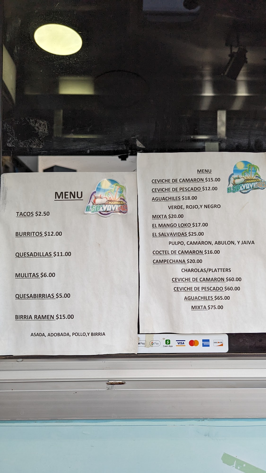 Mariscos El Salvavidas - Food Truck Menu