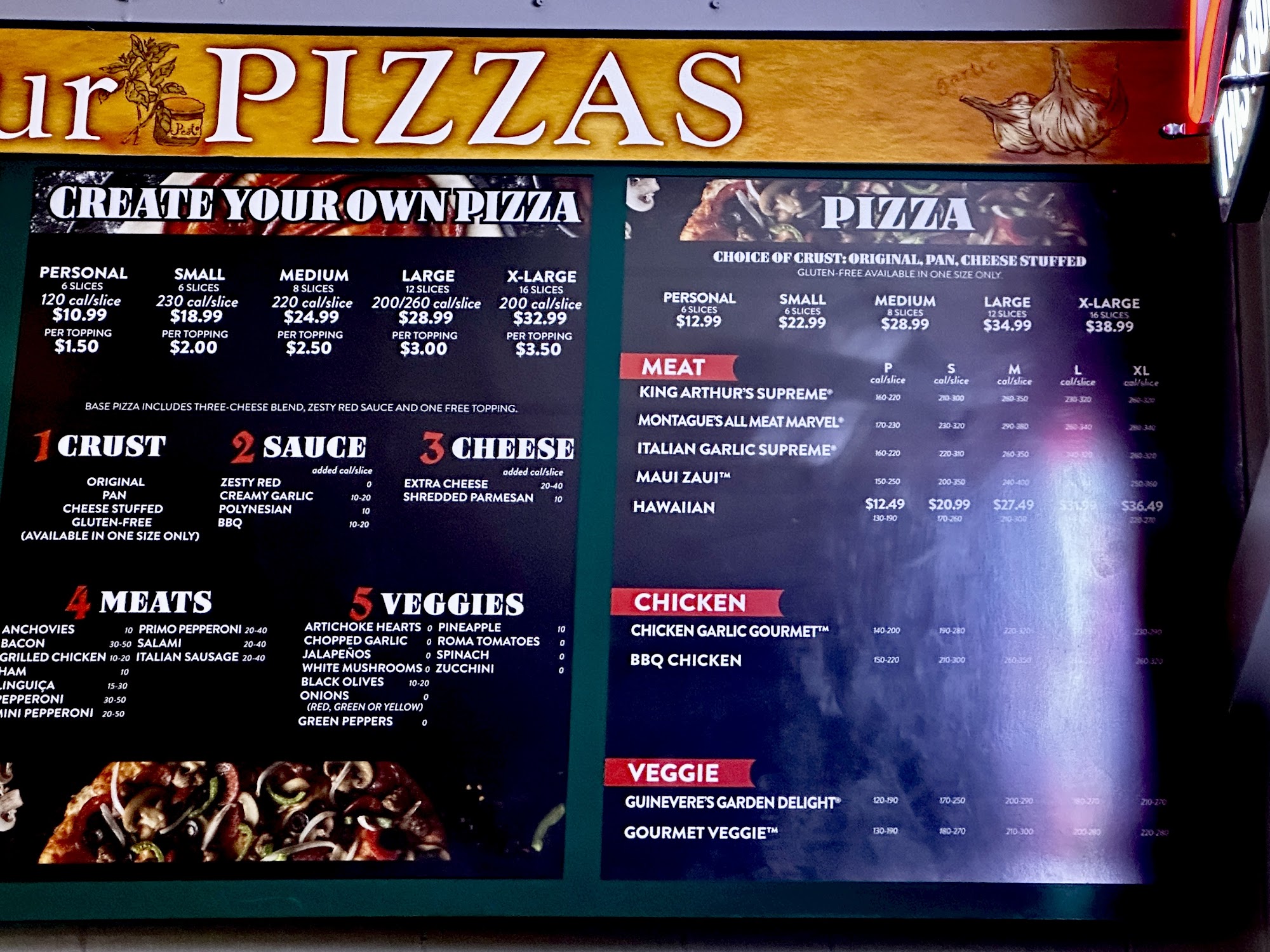 Round Table Pizza Menu