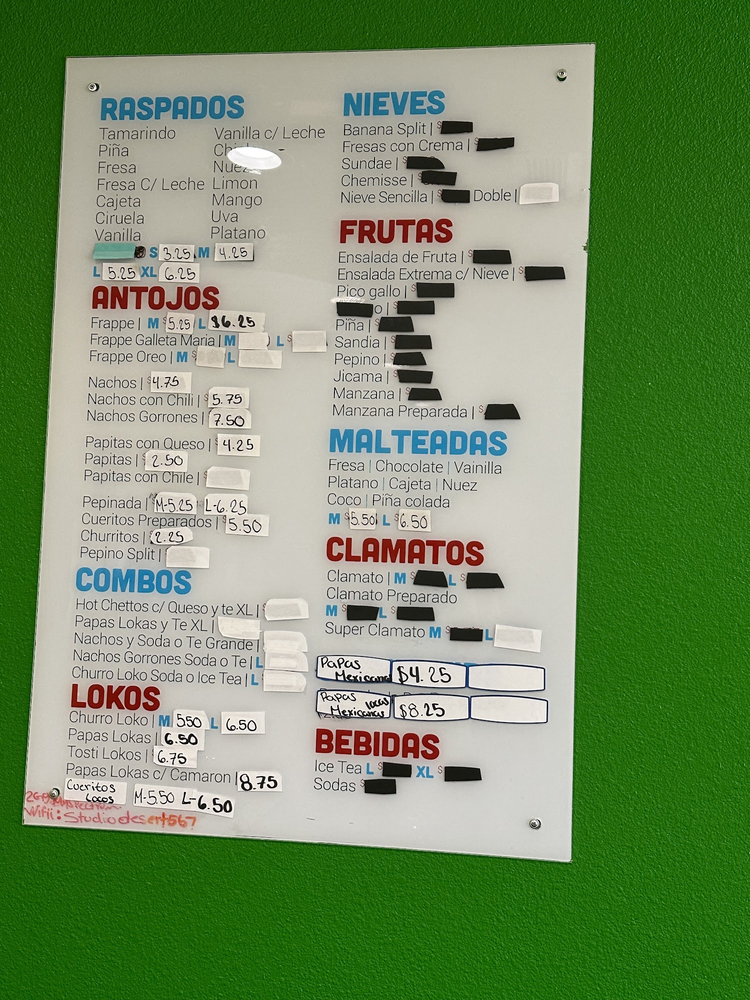 Cuchi's Holtville Raspados Menu