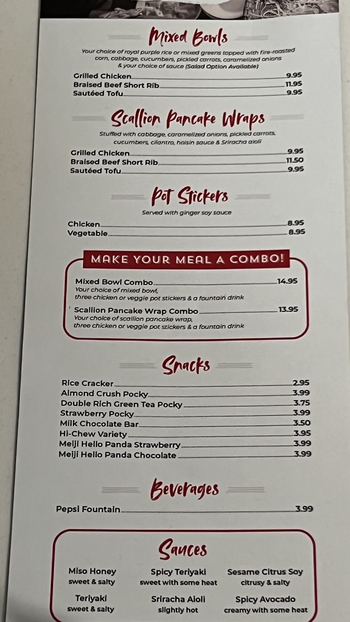 Asian Street Eats Menu