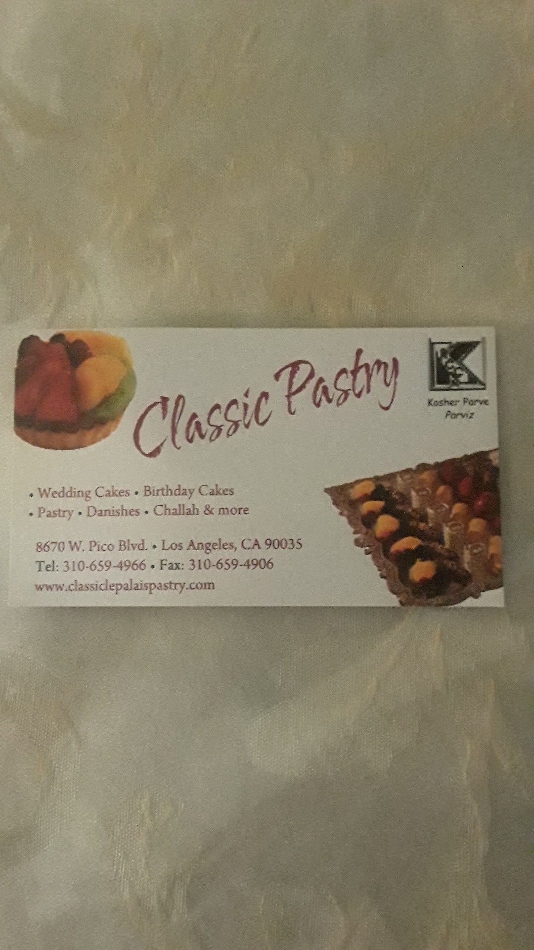 Classic Le Palais Pastry Menu