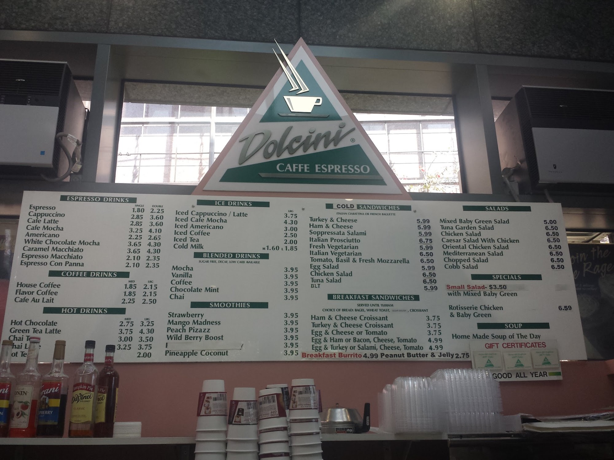 Dolcini Caffe Espresso Menu