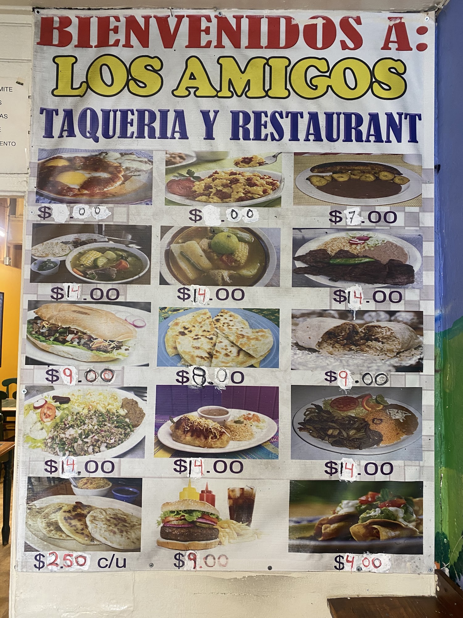 Taqueria y Restaurant Los Amigos Menu