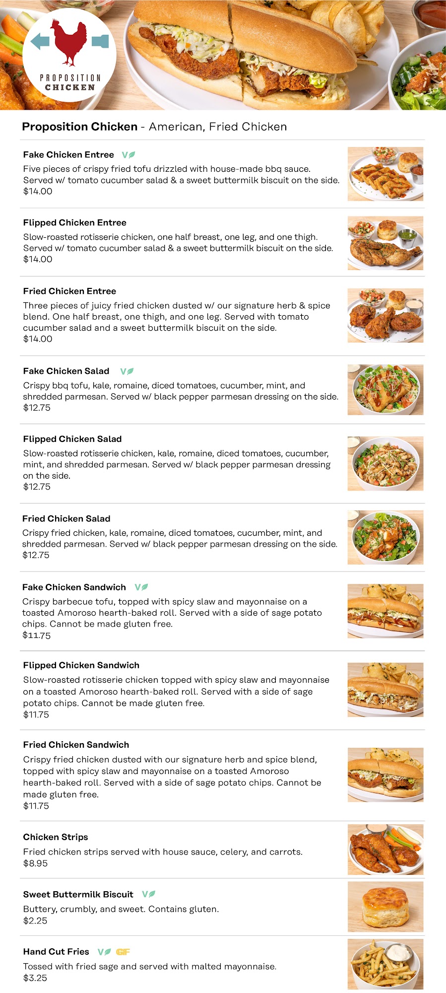 Proposition Chicken On The Fly Menu