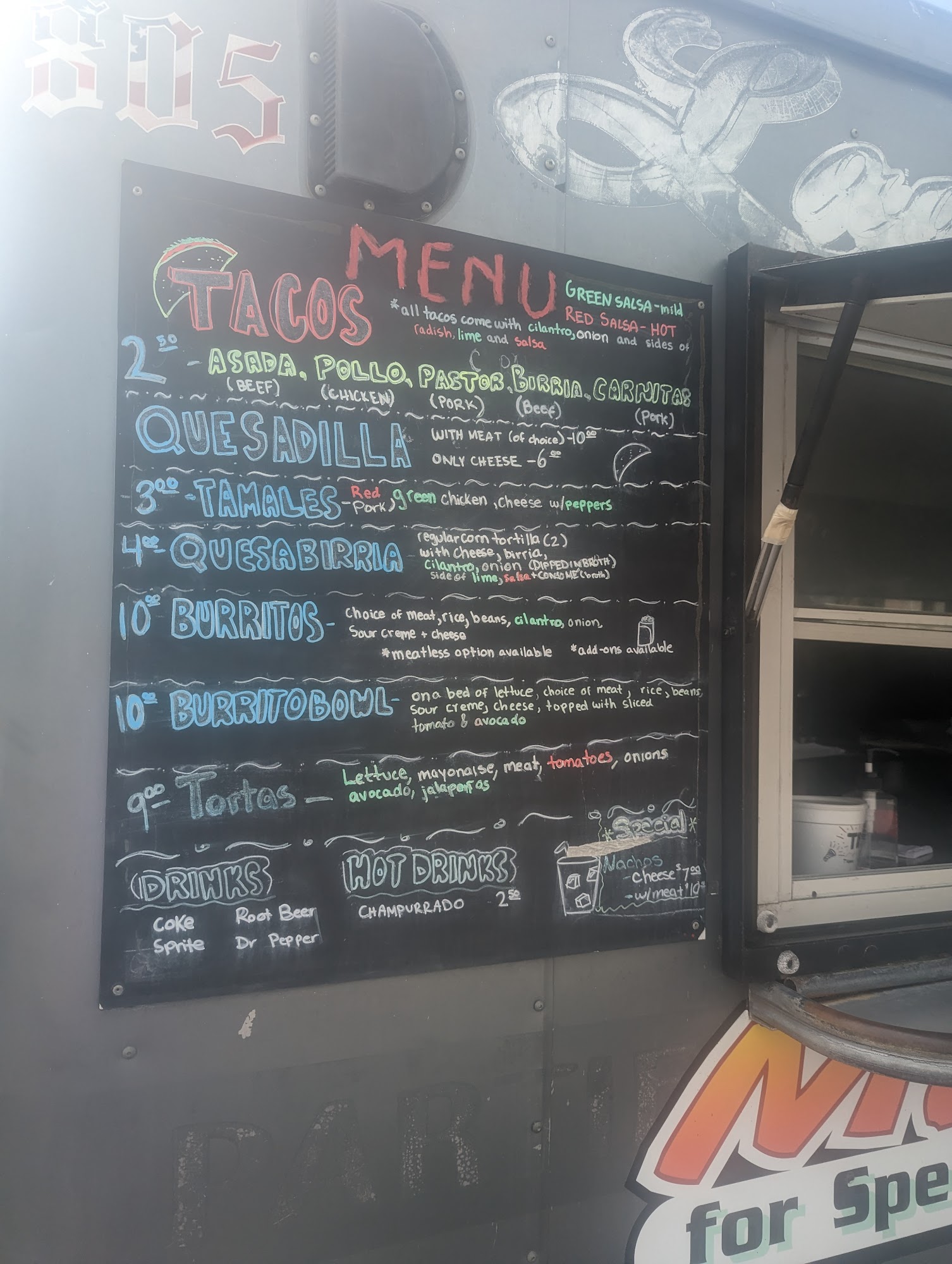 805 Tacos Menu