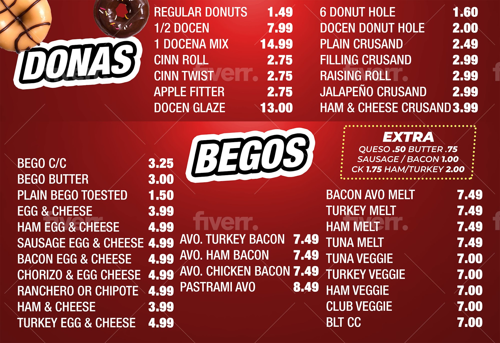 Perris Donut & Burger Shop Menu