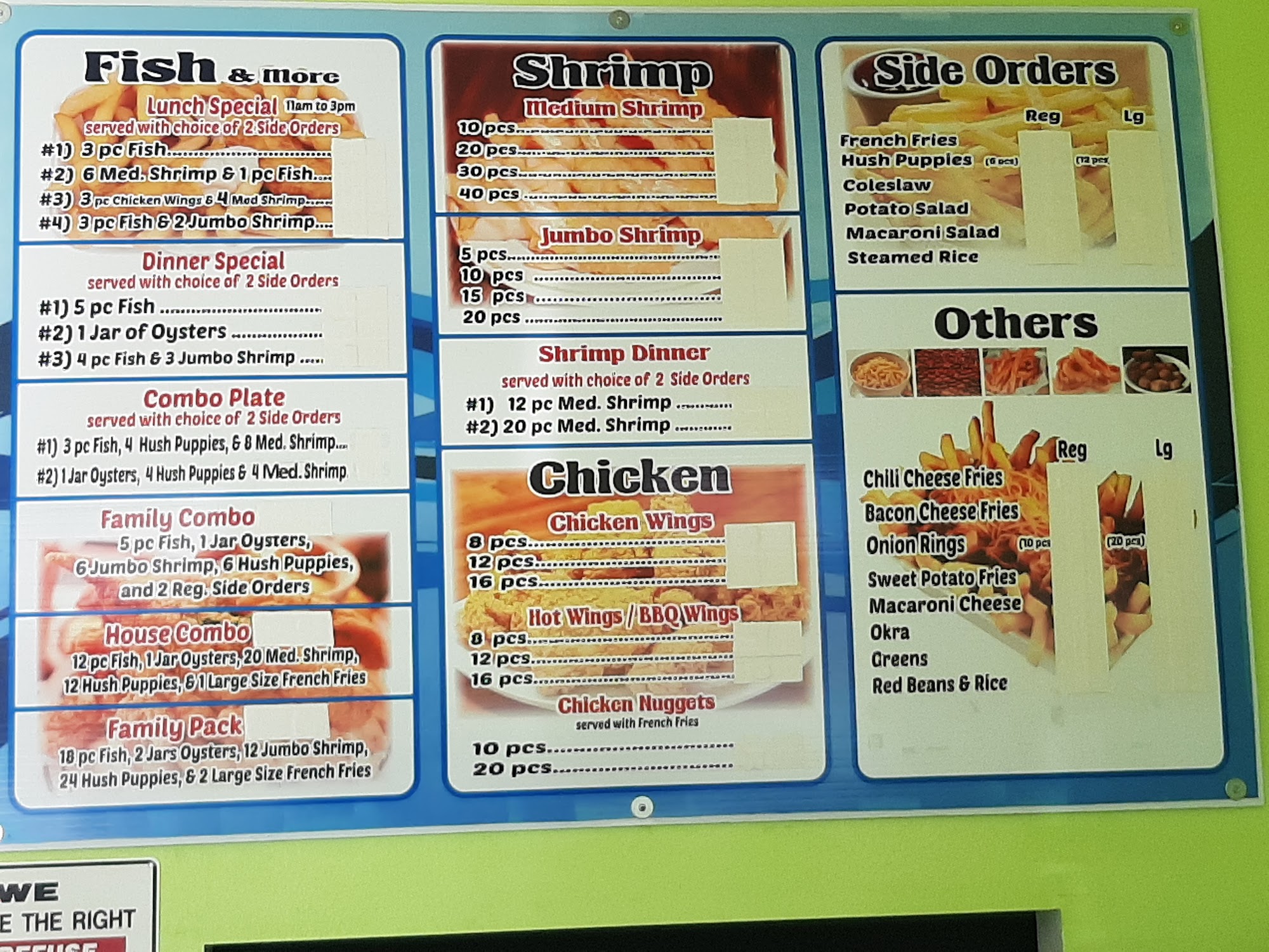 Fish Market Menu