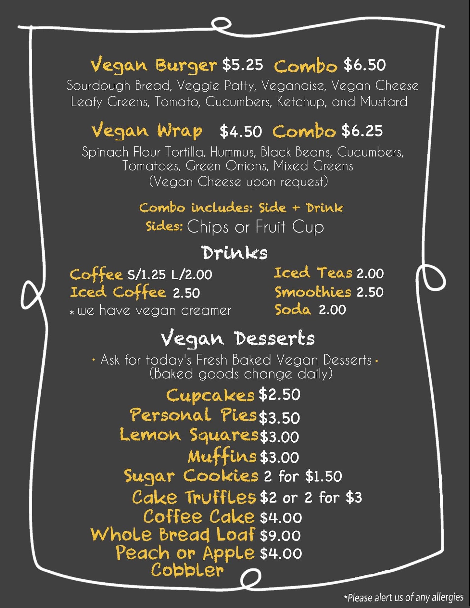 Kitty's Cakes Dessrts & Pastries Menu