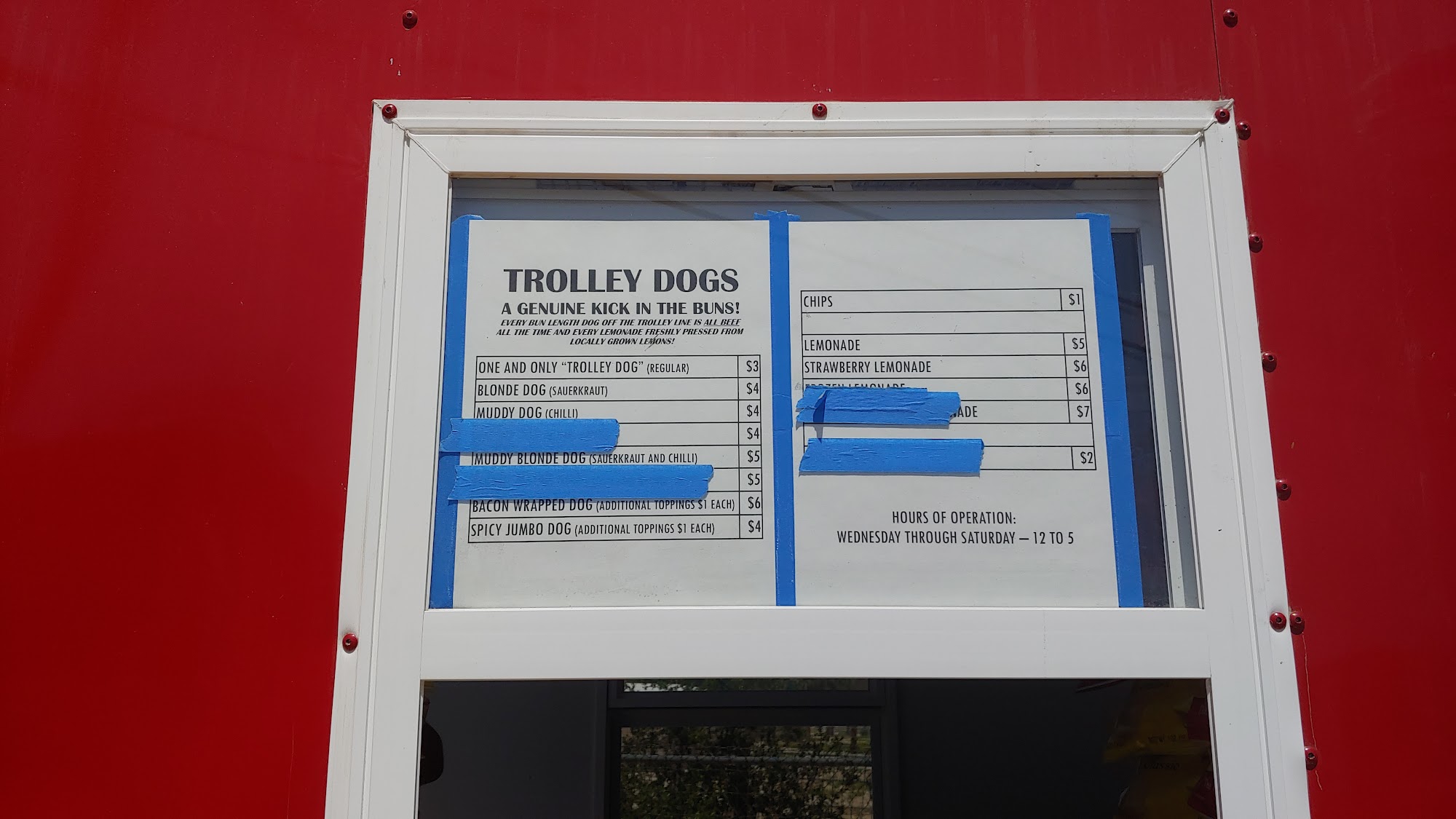 Trolley dogs Menu