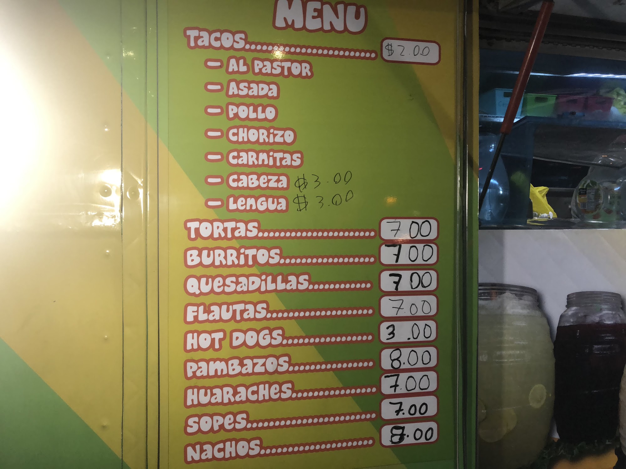 Tacos San Agustin Menu