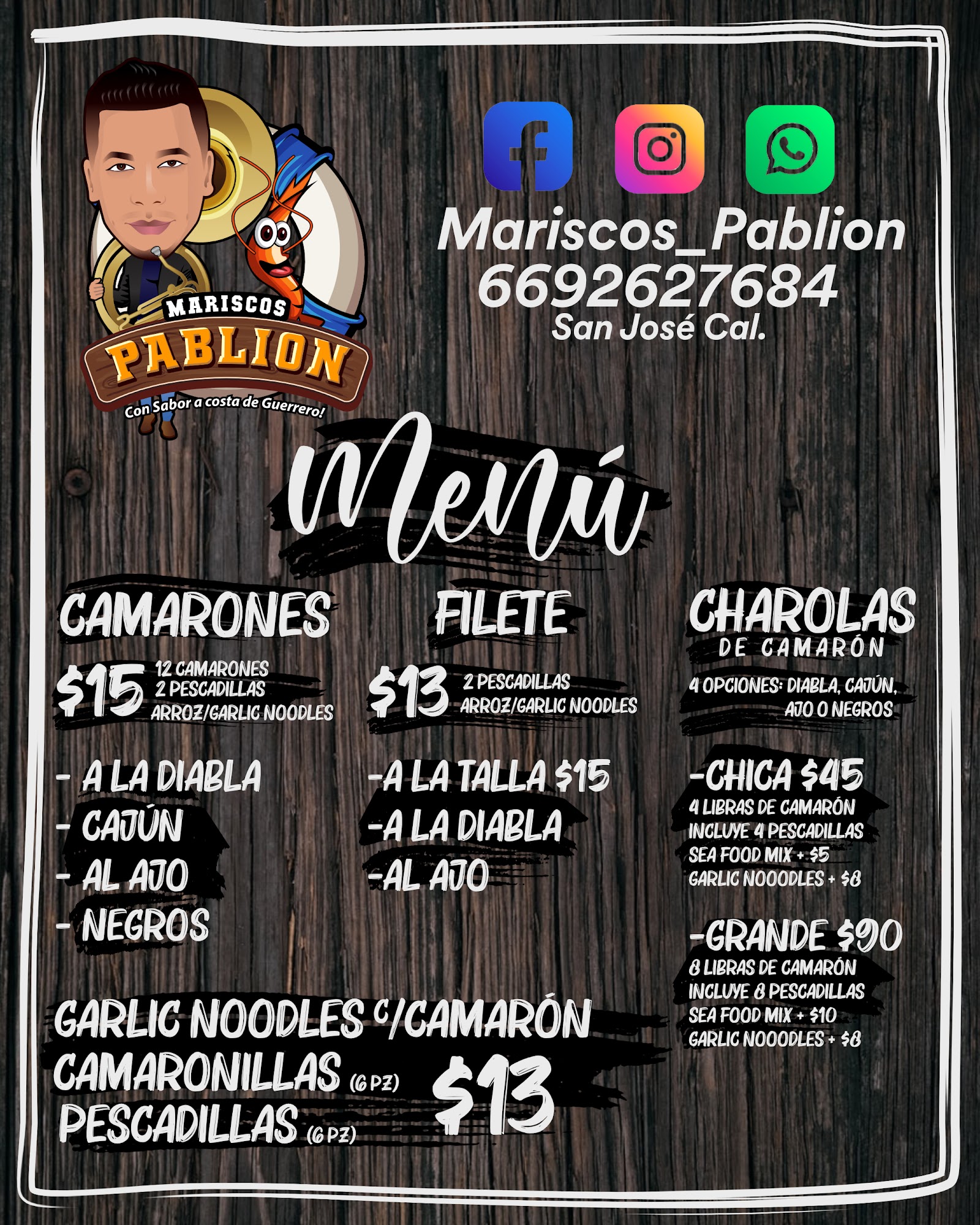 MARISCOS PABLION Menu