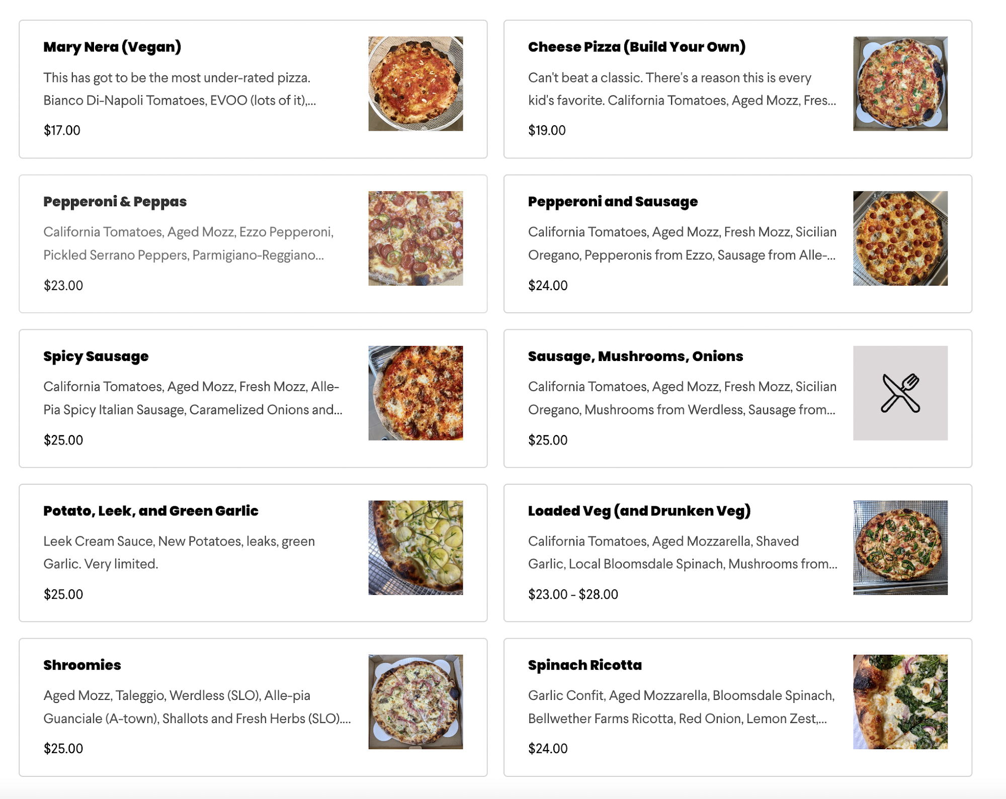 My Friend Mike's Menu