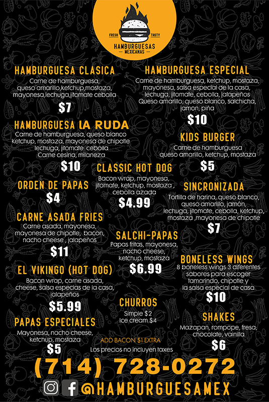 Hamburguesas Mexicanas Menu