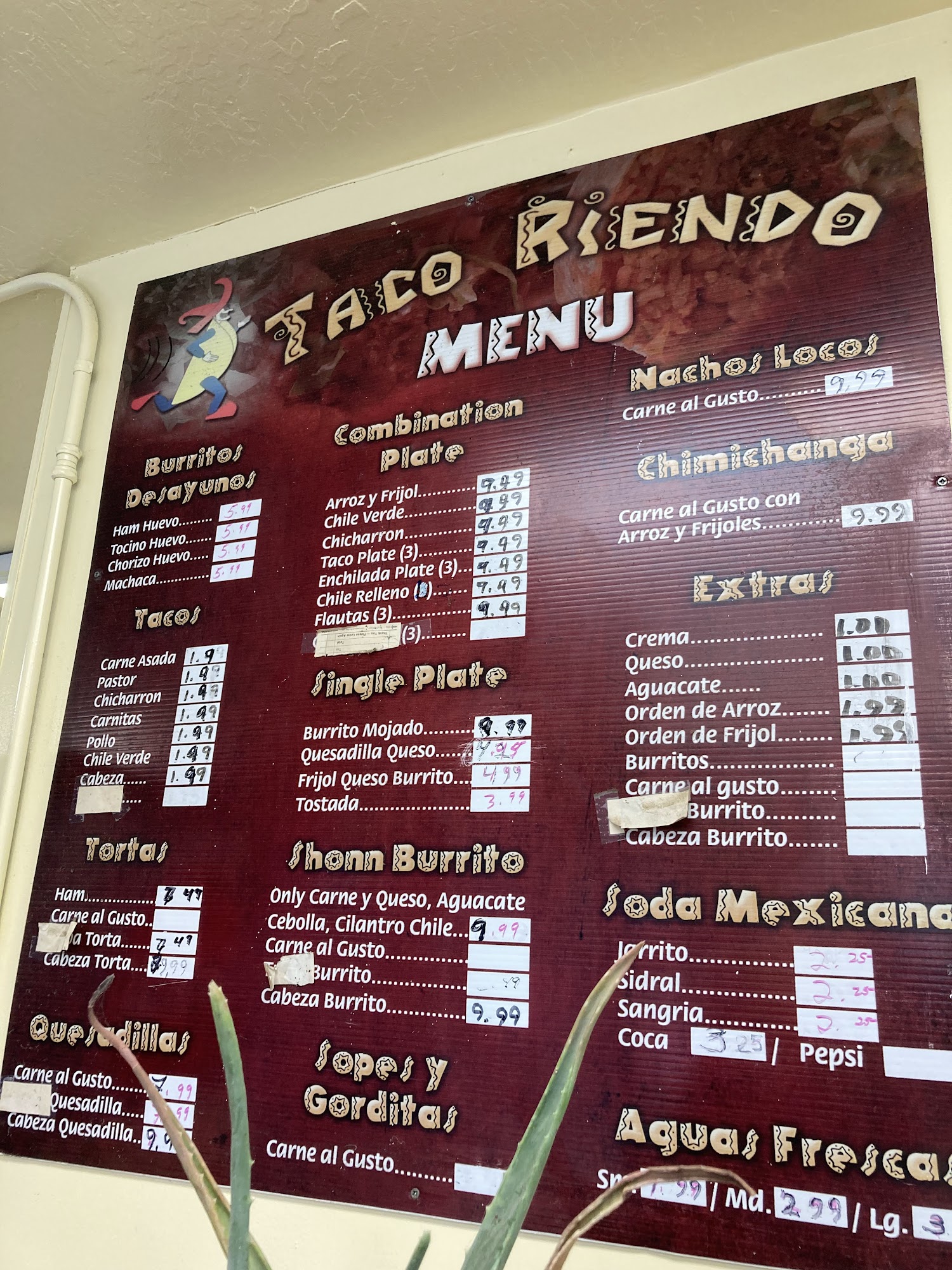 Taco Riendo Menu