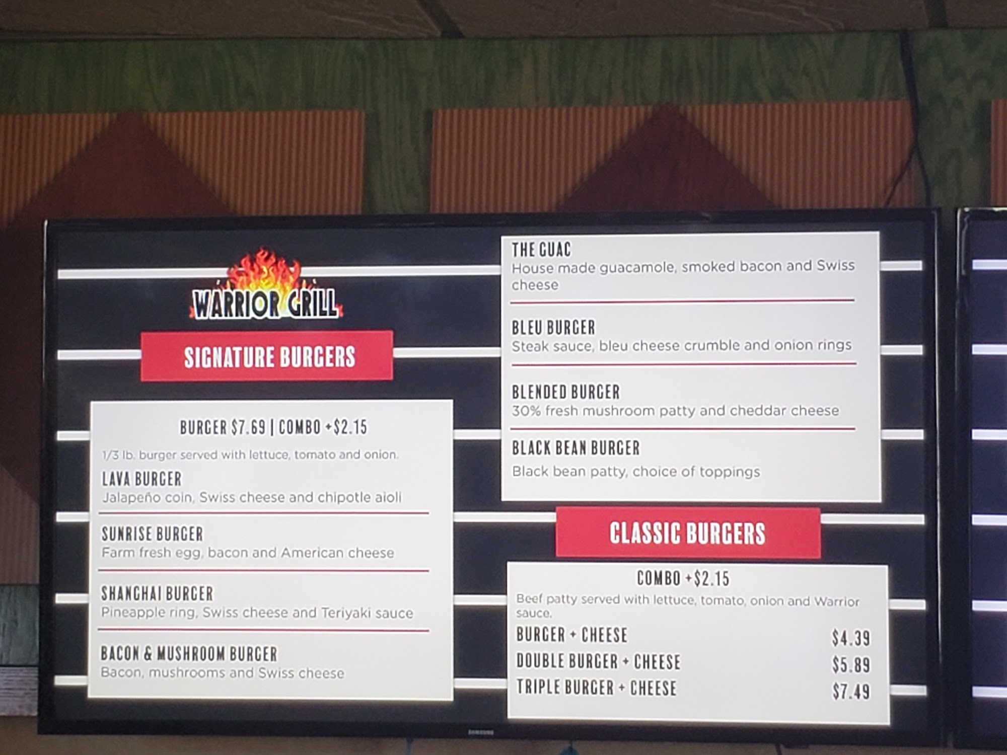 Warrior Grill Menu