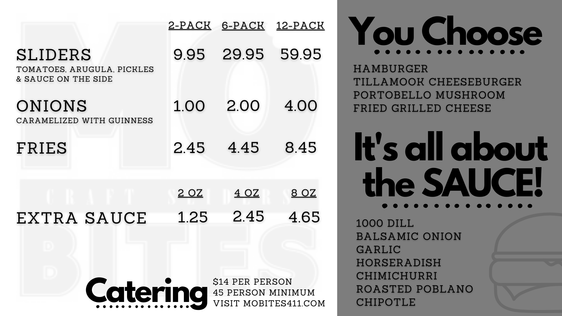 MoBites Gourmet Sliders Menu
