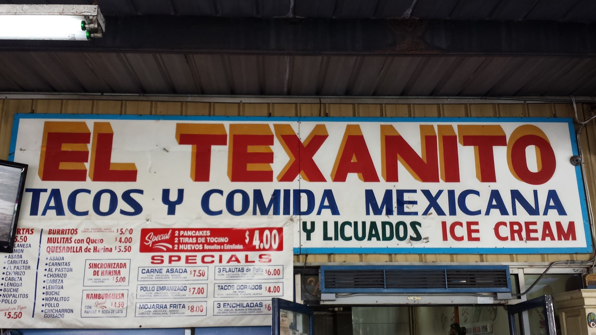 El Texanito Menu