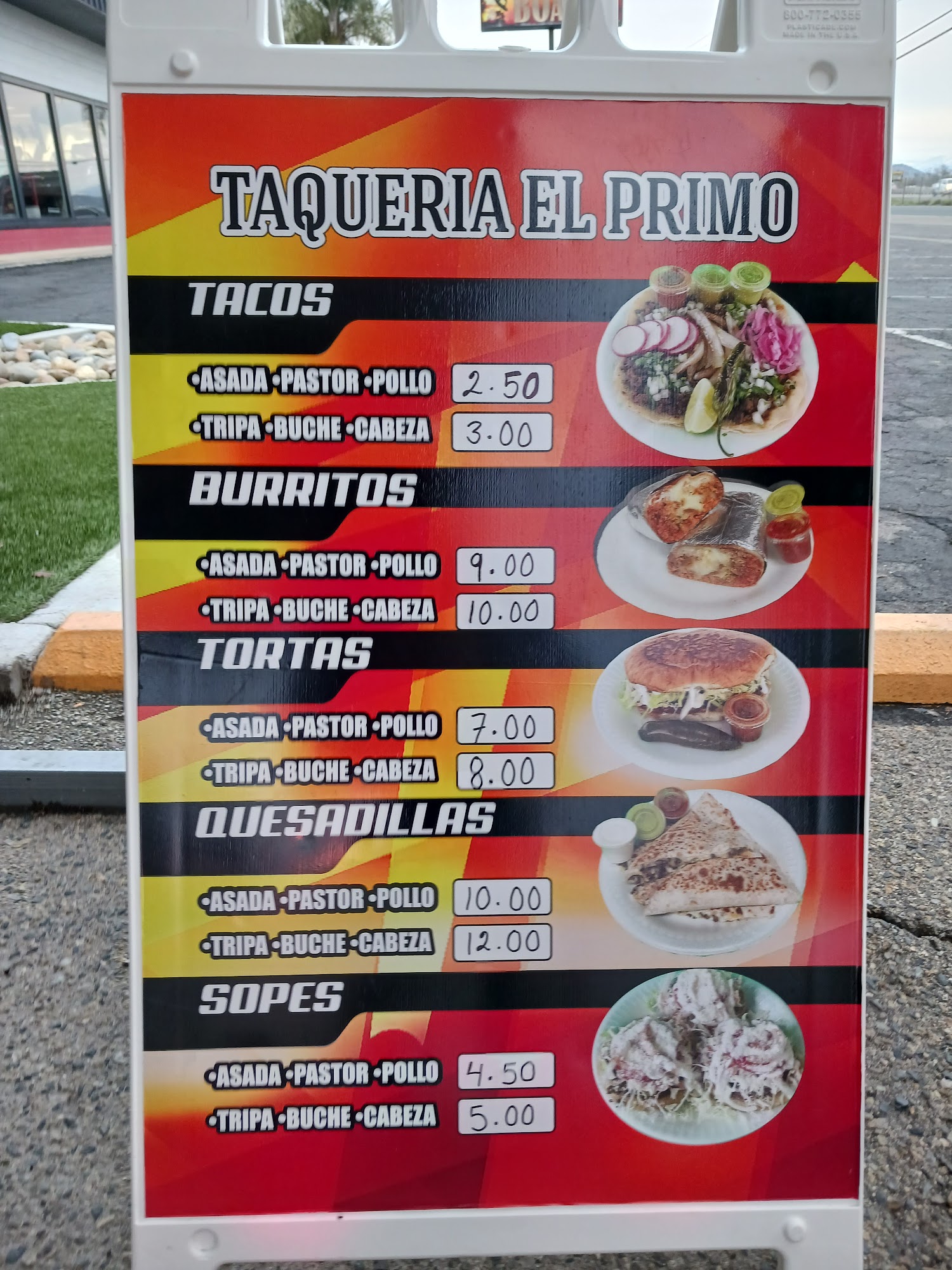 Taqueria El Primo Menu
