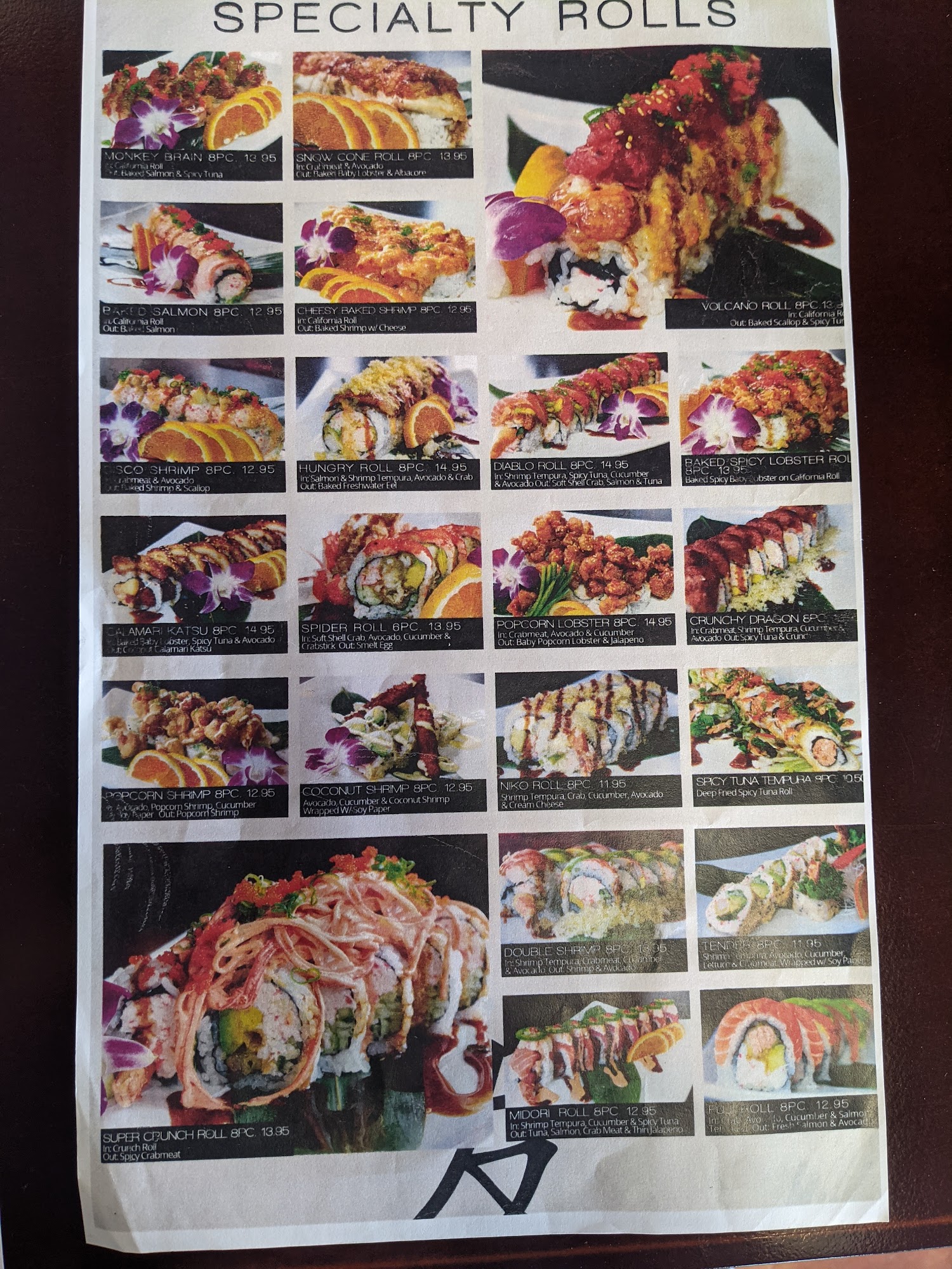 Taki Taki sushi Menu