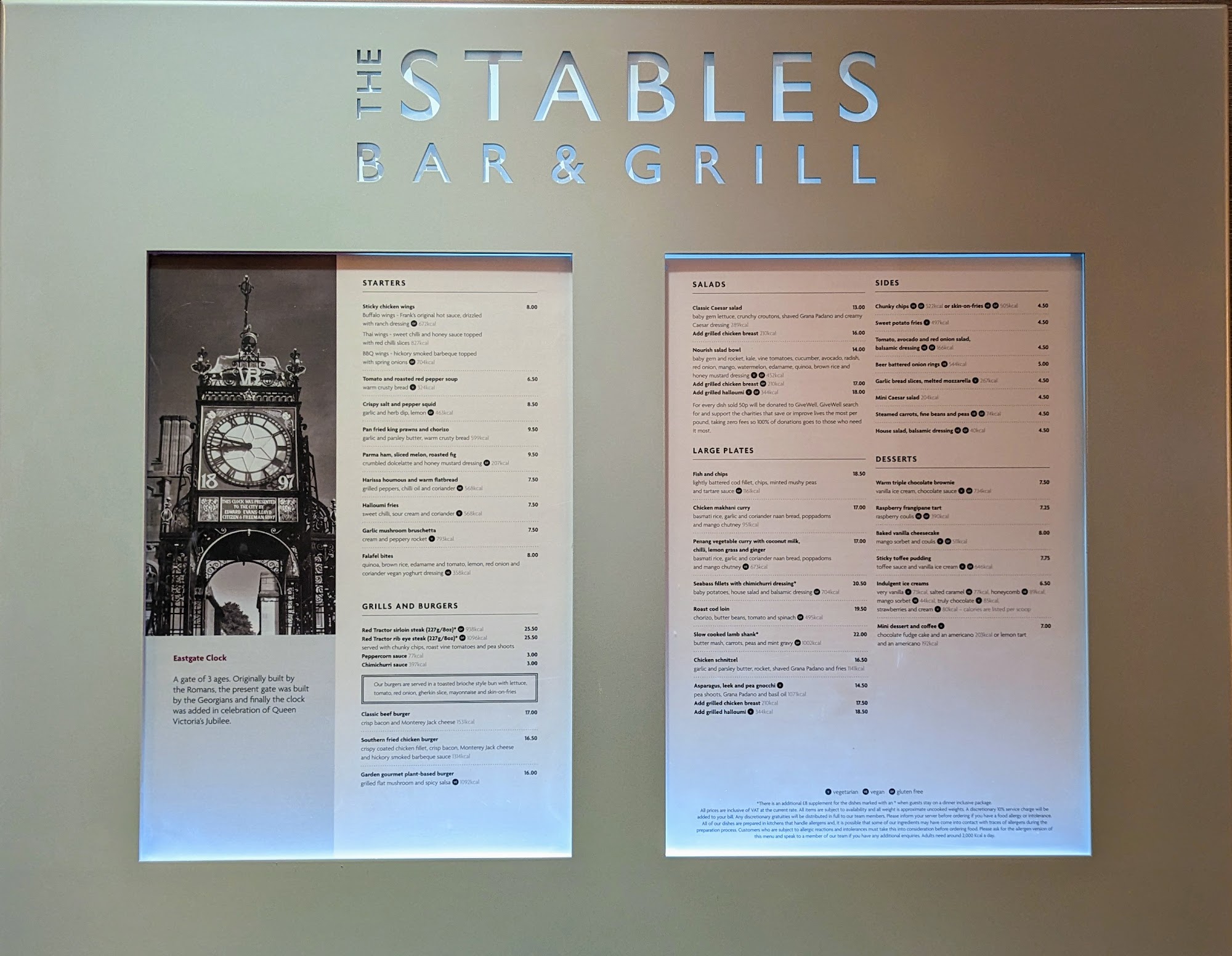Stables Bar & Grill Restaurant @ Crowne Plaza Menu