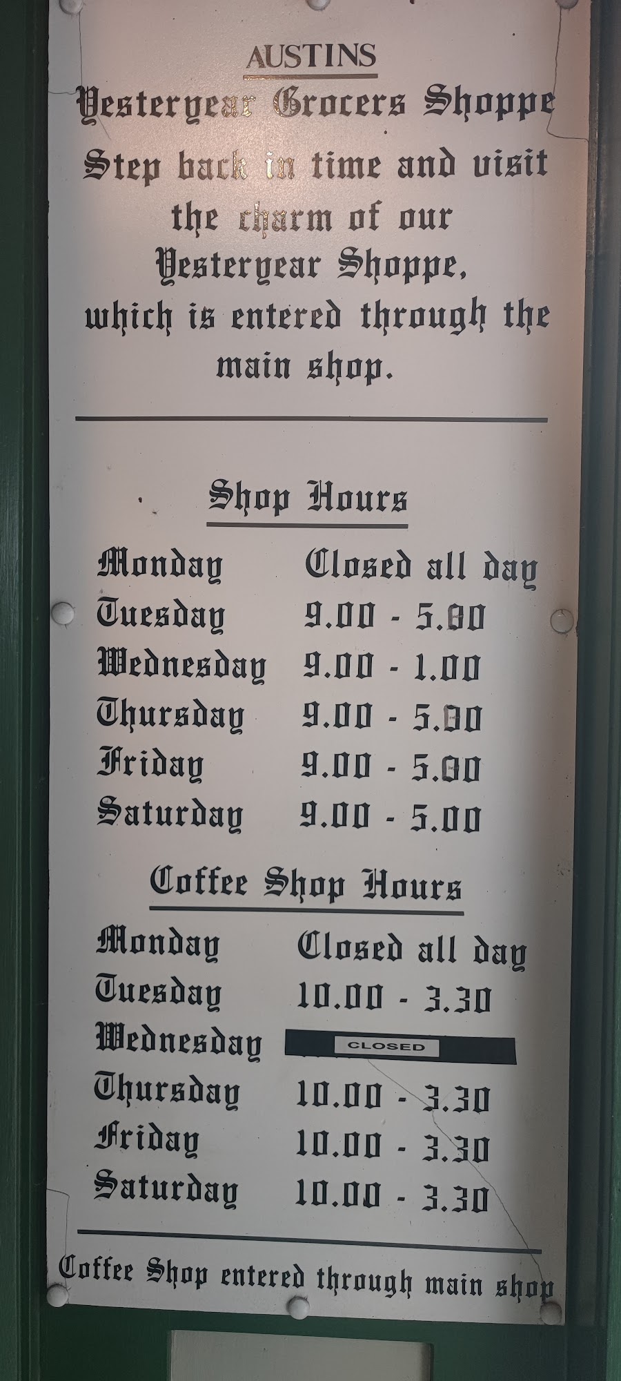 A. T. Welch Menu