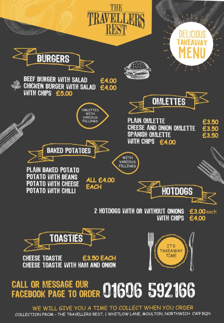 The Travellers Rest Menu