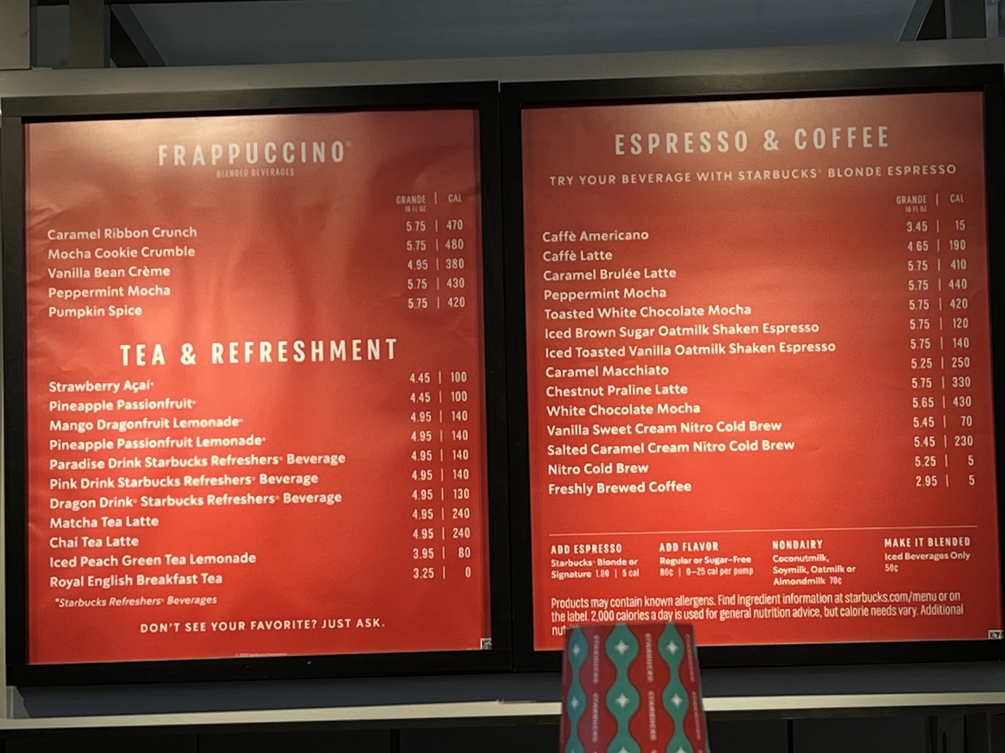 Starbucks Menu