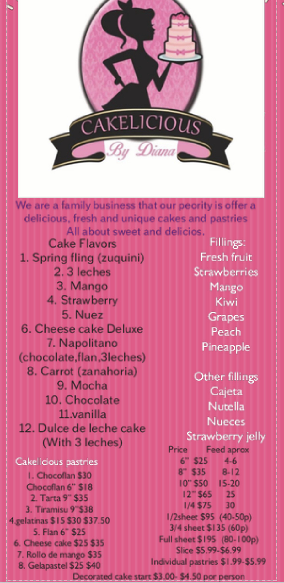 Cakelicious by Diana Menu