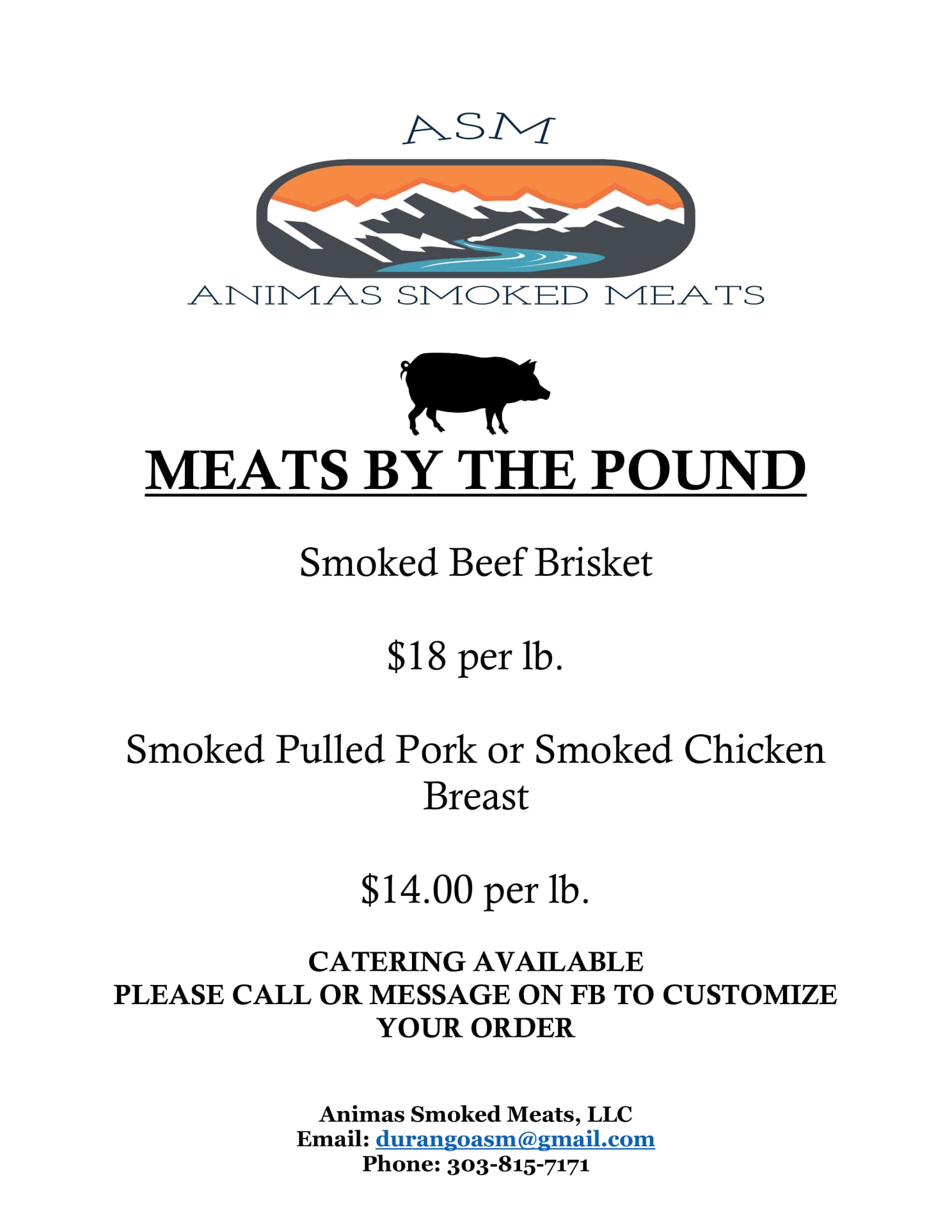 Animas Smoked Meats Menu