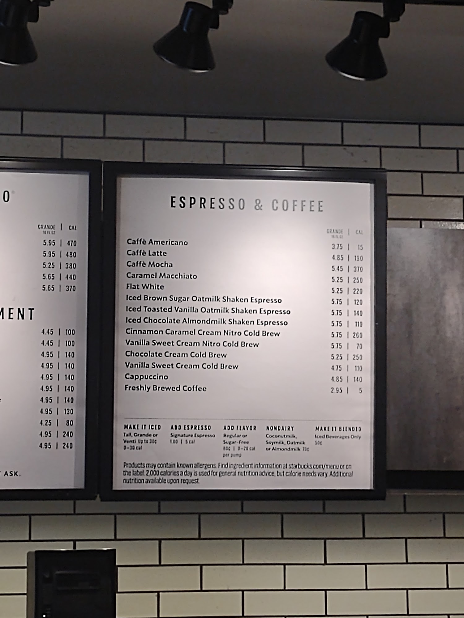 Starbucks Menu