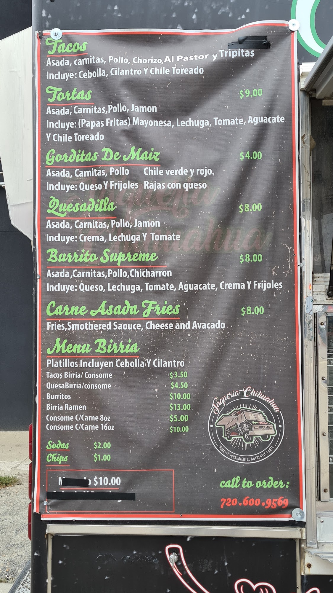 Taqueria Chihuahua Menu