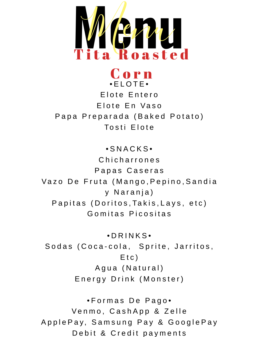 Tita Roasted Corn Menu