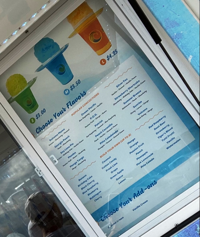 Trinidad tropical sno Menu