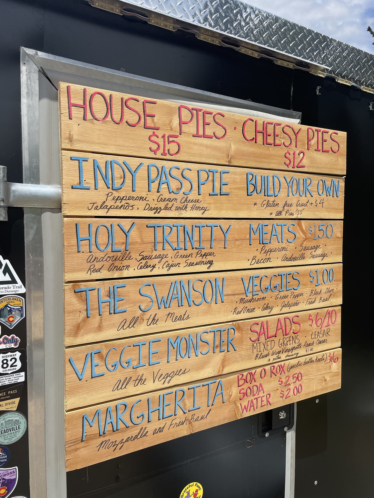 Indy Pass Pies Menu
