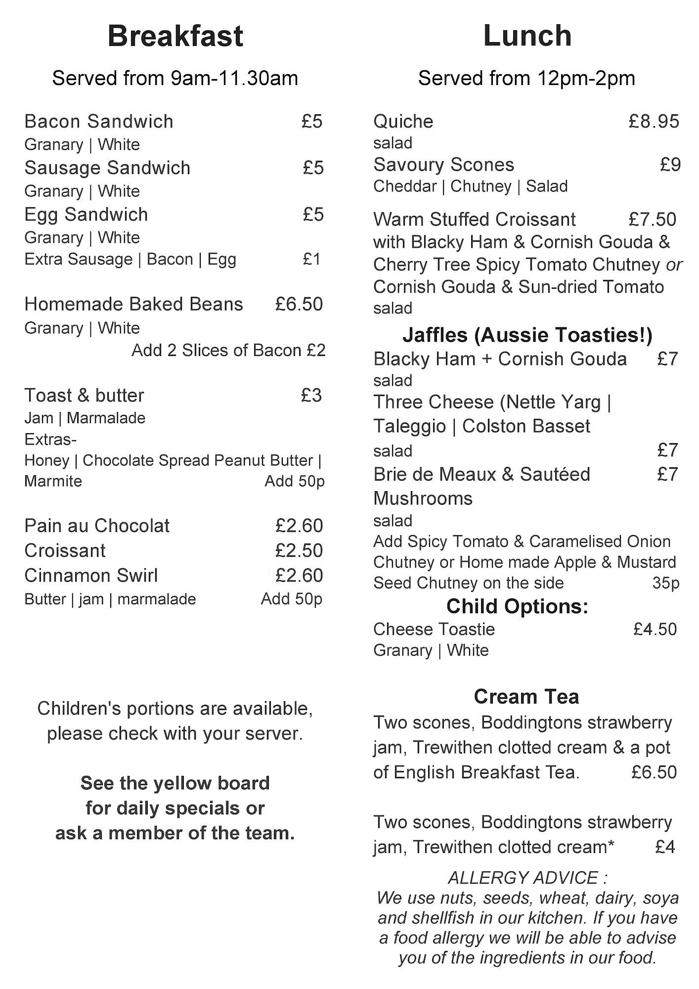 Relish Food & Drink Menu