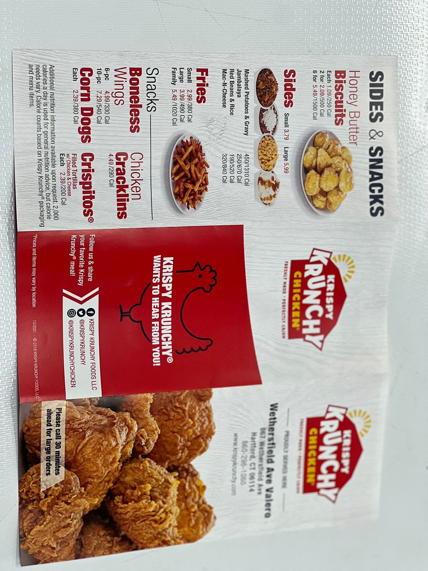 KRISPY KRUNCHY CHICKEN Menu