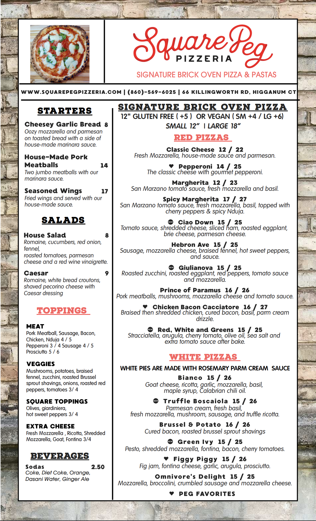 SQUARE PEG PIZZERIA HIGGANUM Menu
