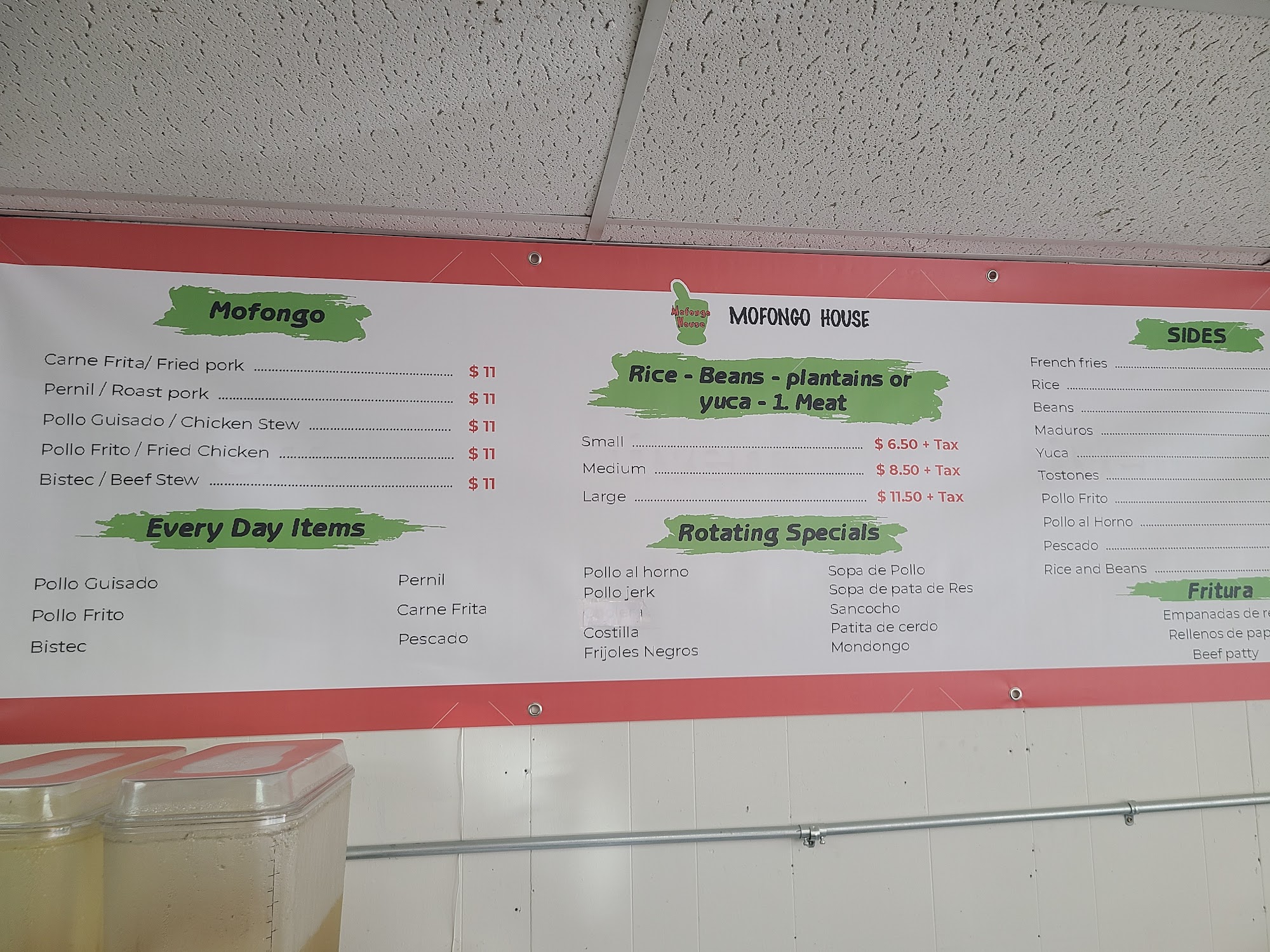 Mofongo House Menu