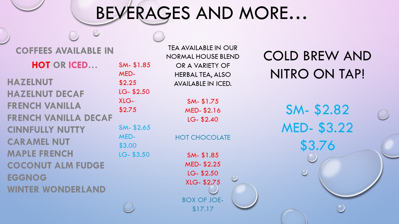 Tiffany’s Place Menu