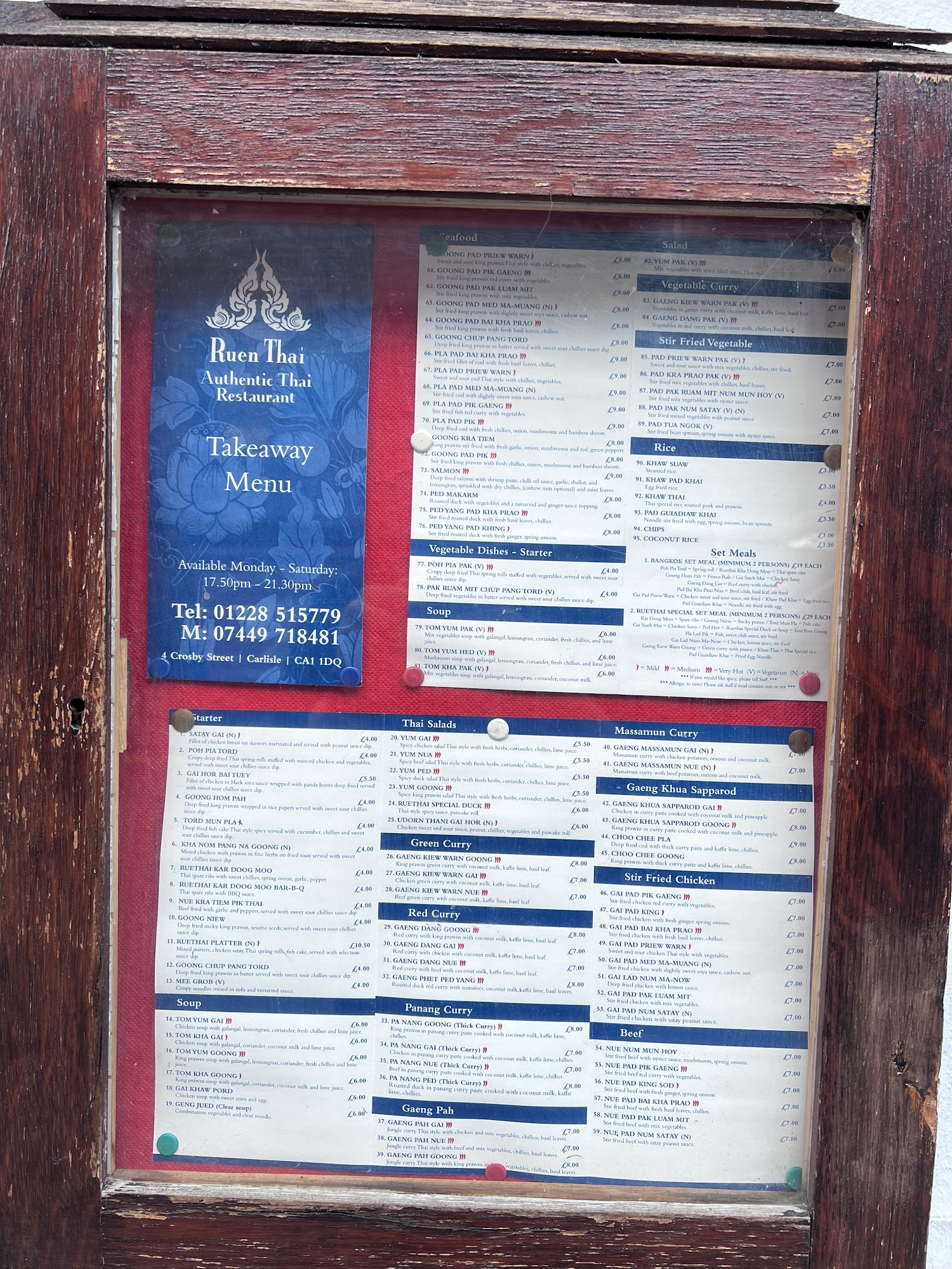 Ruen Thai Restaurant Menu