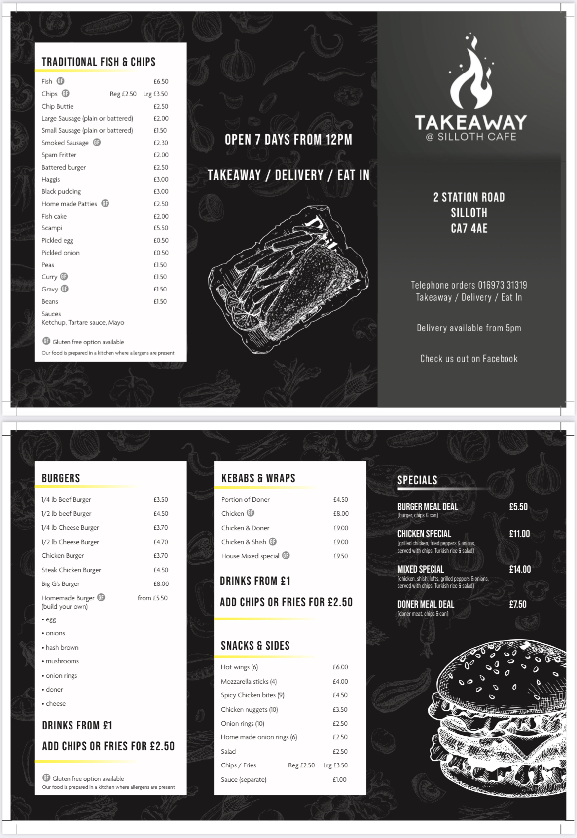 Silloth Cafe Fish and Chips Menu