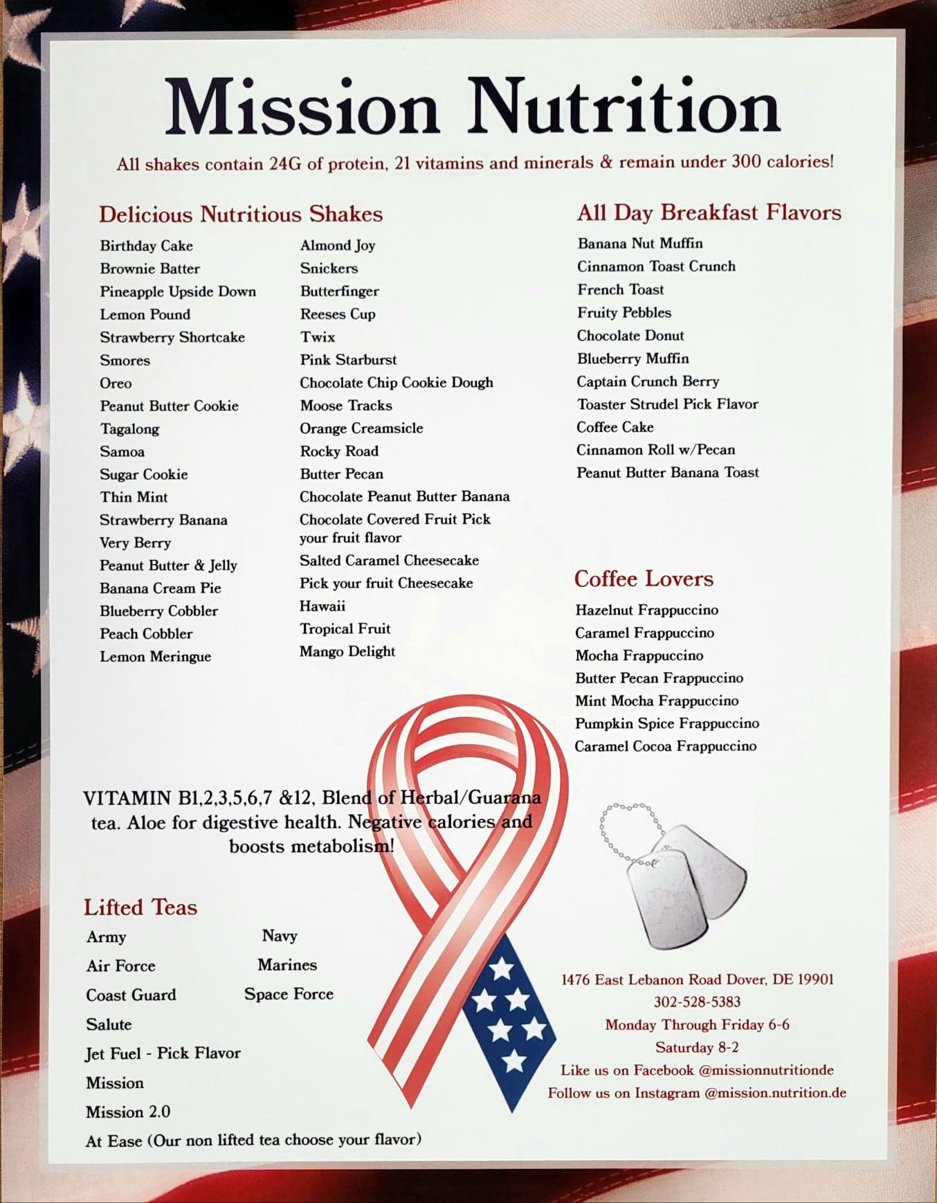 Herbalife Mission Nutrition Menu