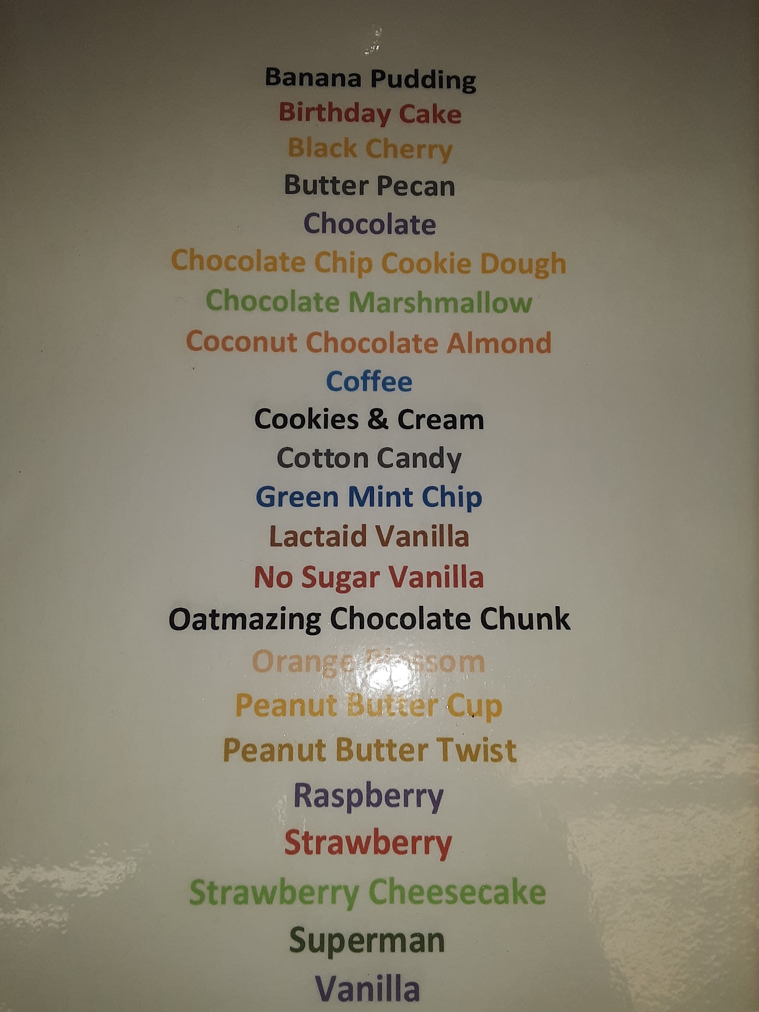 2 Angel's Ice Cream Menu
