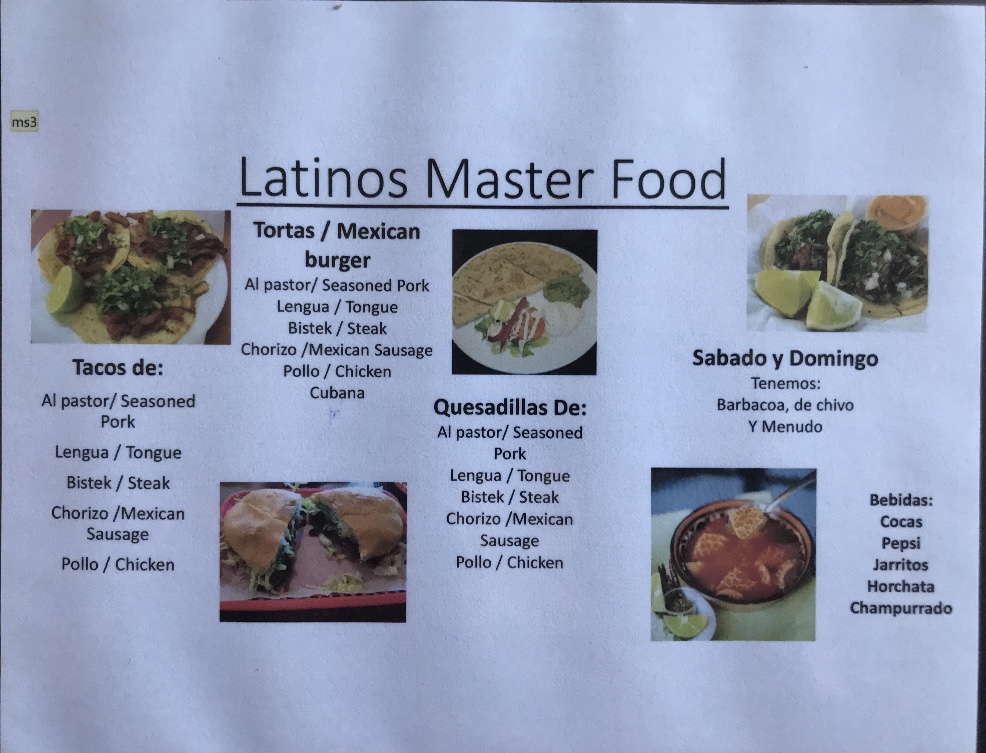 El Sabor de Honduras Menu