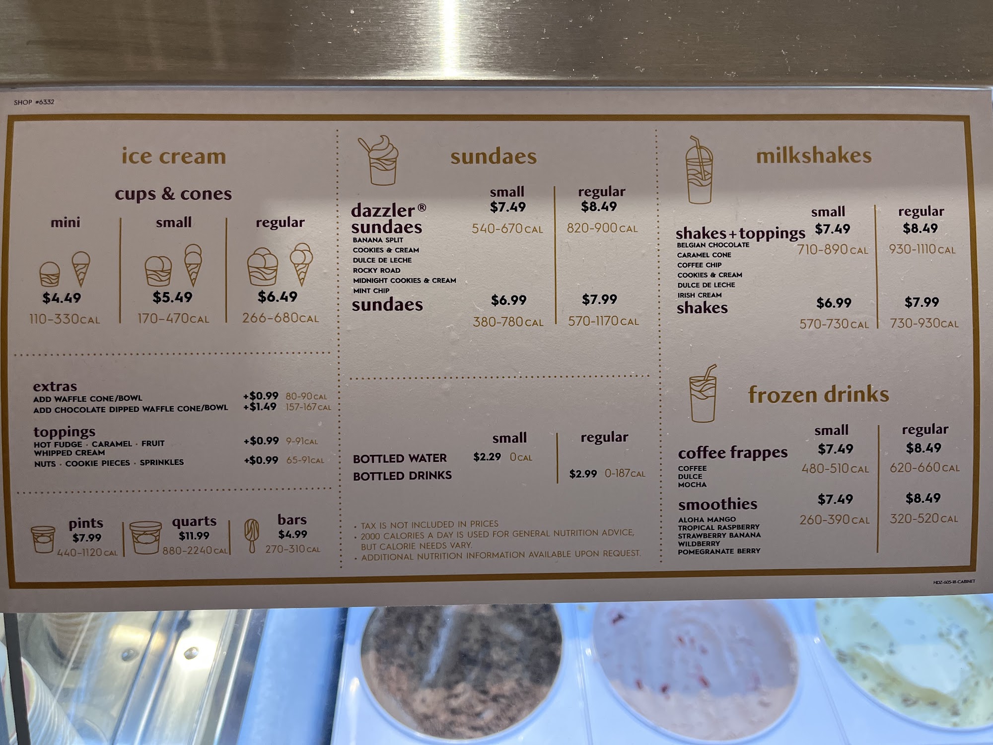 Haagen-Dazs Christiana Mall Menu