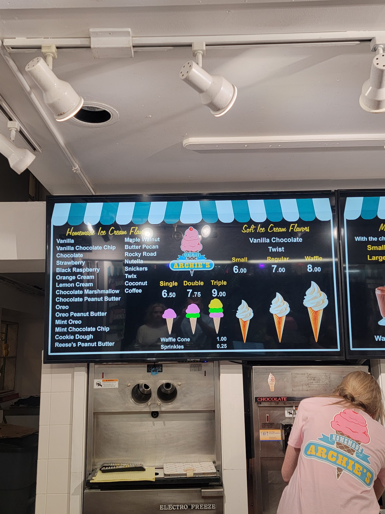 Archie's Ice Cream Menu
