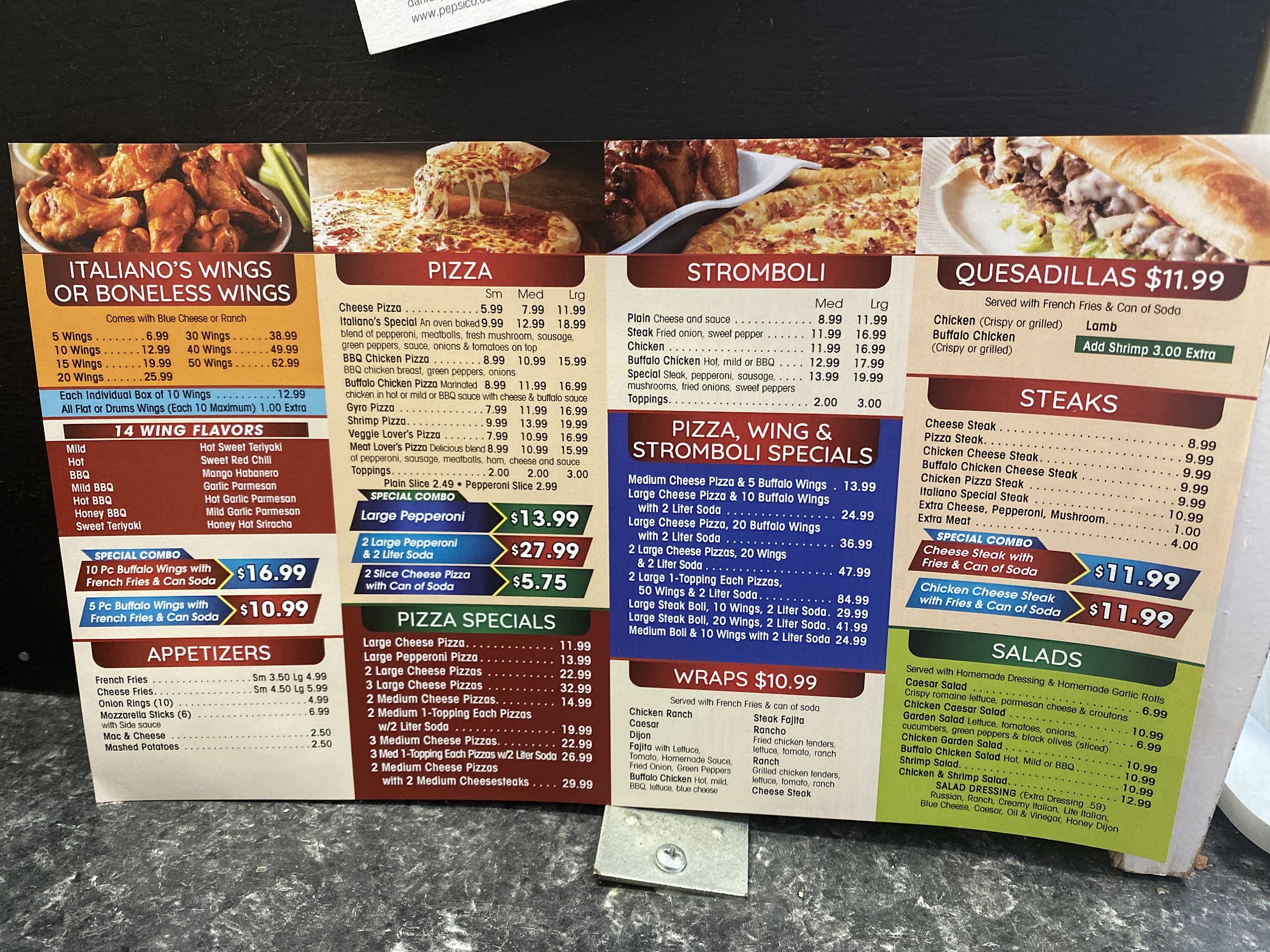 ITALIANO’S Wings and pizza Menu